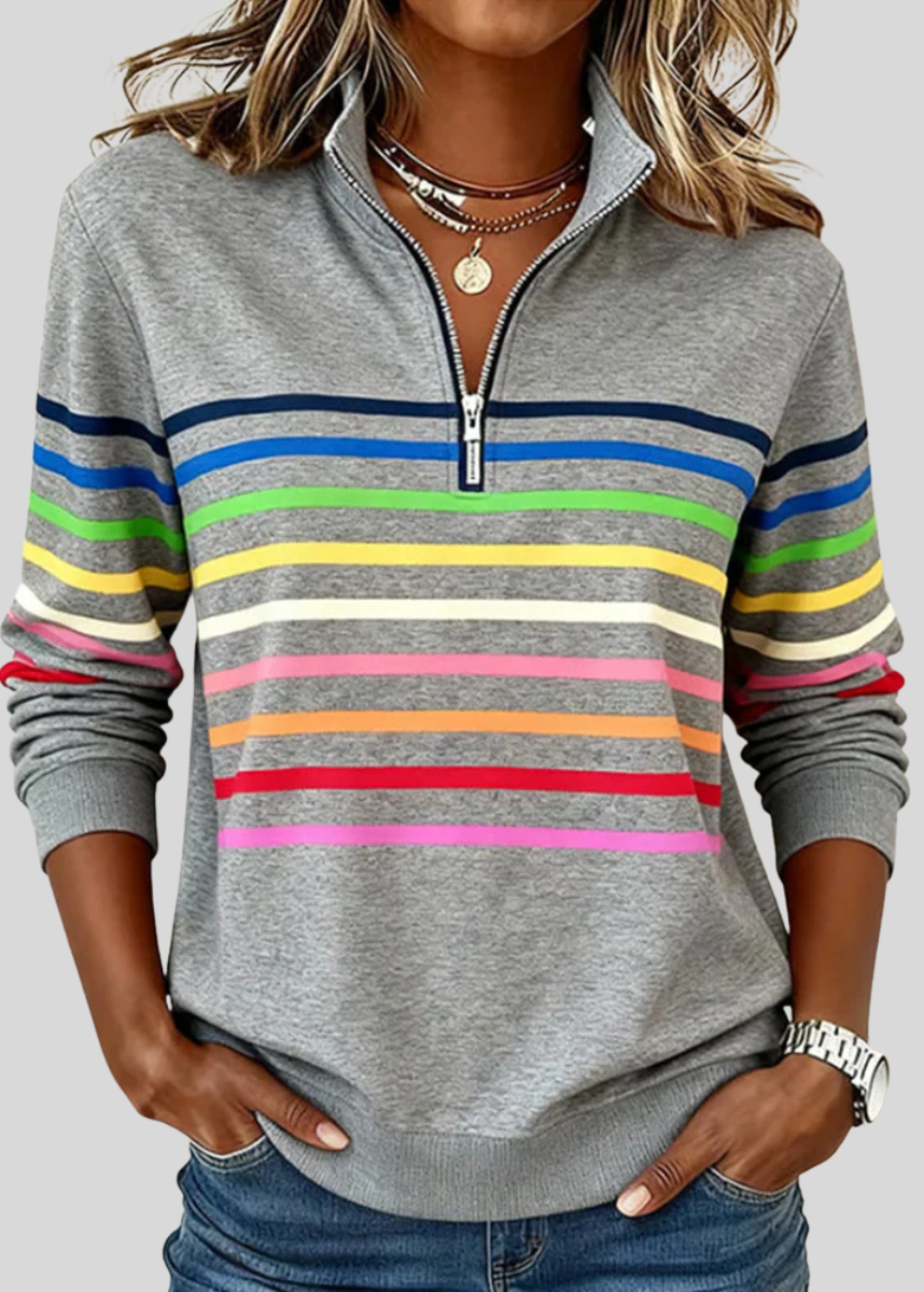 EMMA | Women's Striped Quarter-Zip Sweatshirt