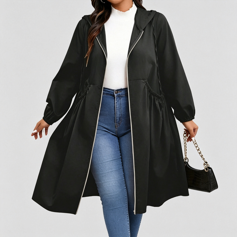 Daisy | Curve-Cinching Hooded Windbreaker Coat