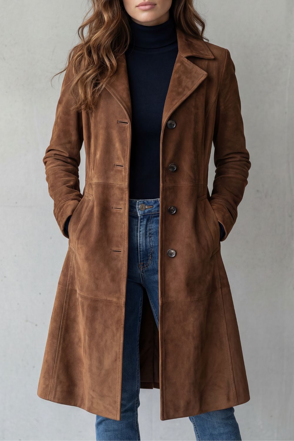 Disa | Vintage Suede-Finish Long Coat