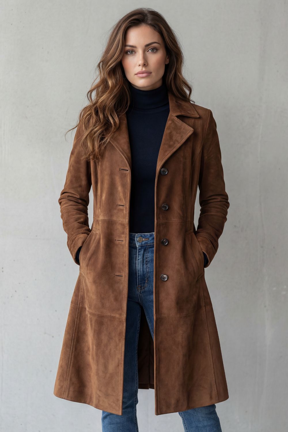 Disa | Vintage Suede-Finish Long Coat