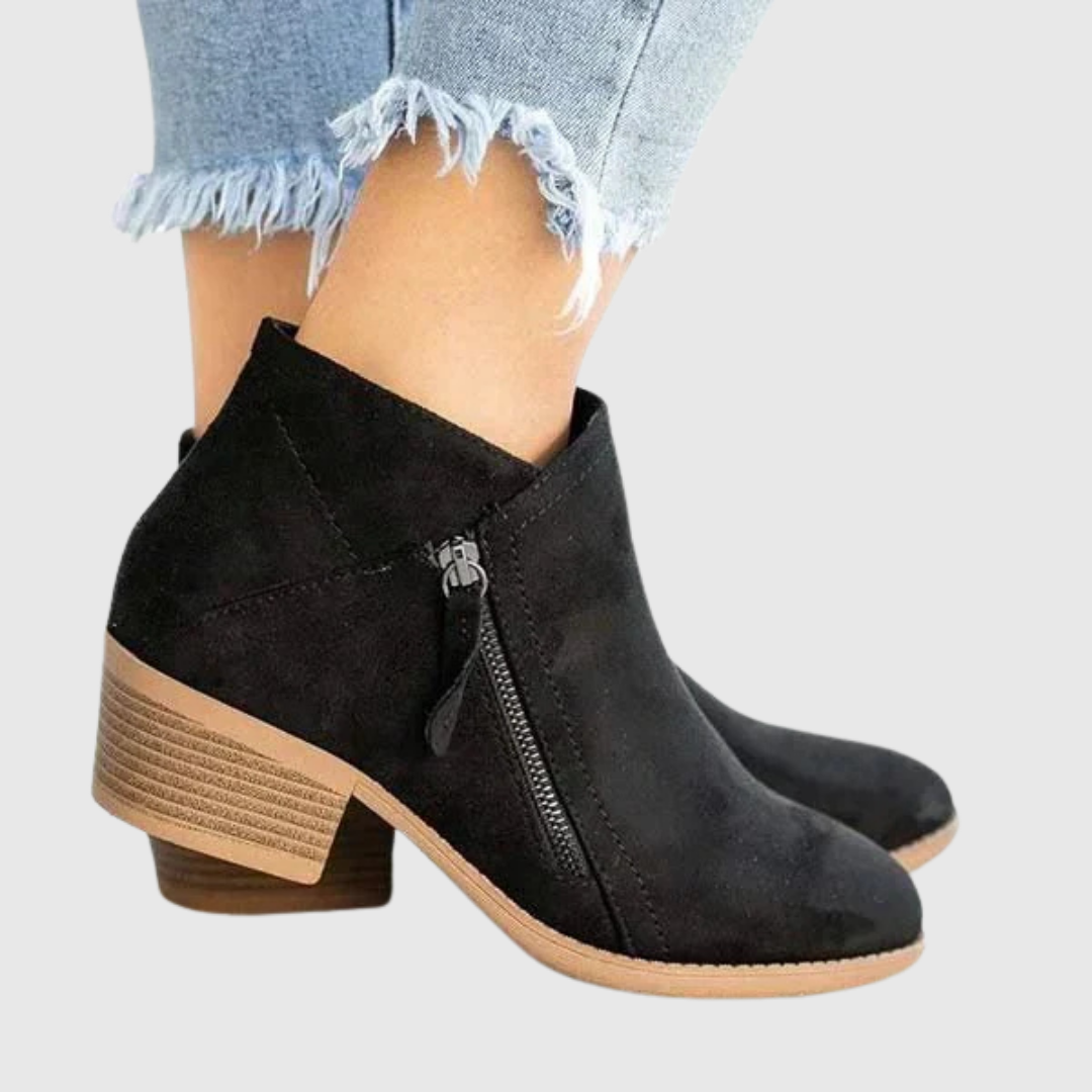 AVENYA | SIDE-ZIP LEATHER ANKLE BOOTS