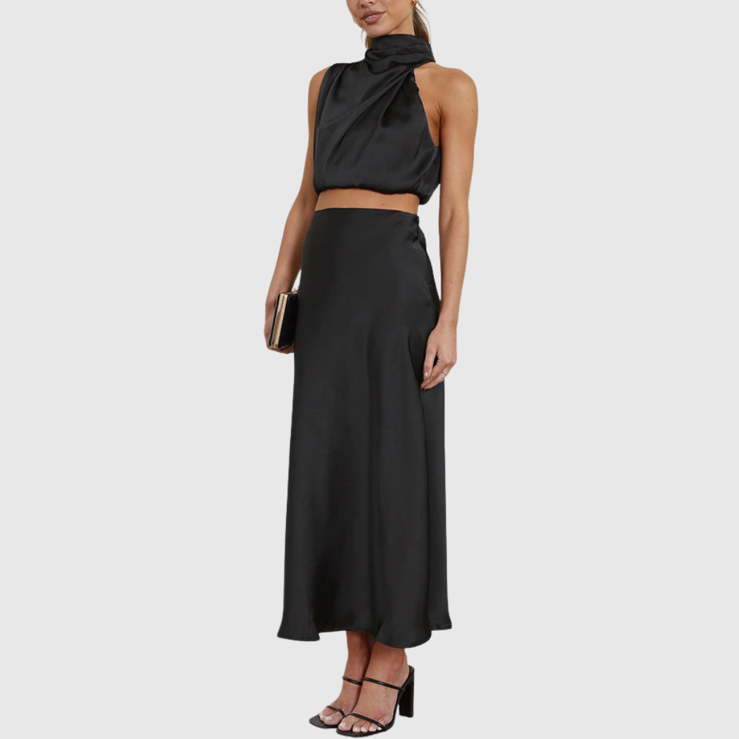 EMILY | SATIN DRAPE MAXI SET