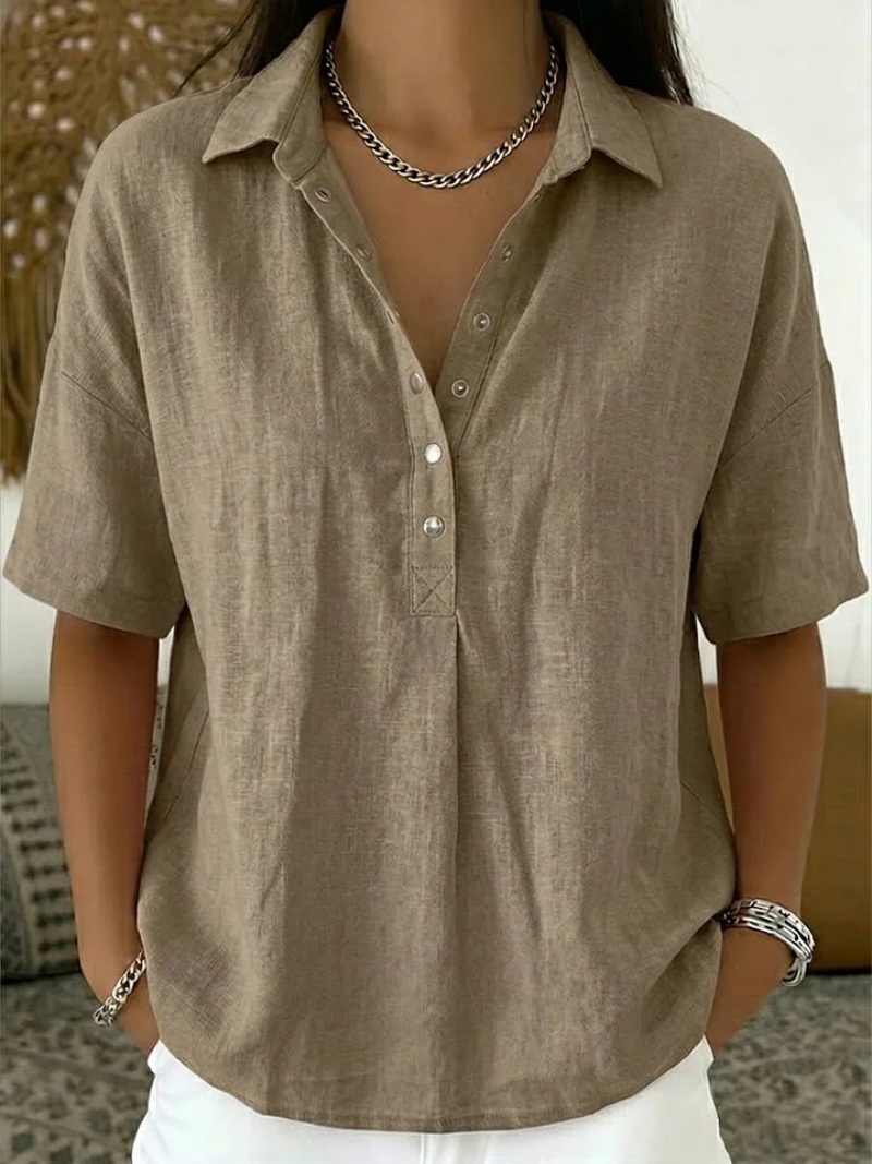 Fay | Collared Blouse with Button Detail