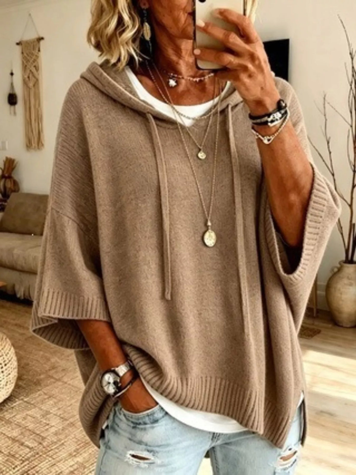 Lily | Casual Hooded Batwing Sleeve Knitted Jumper