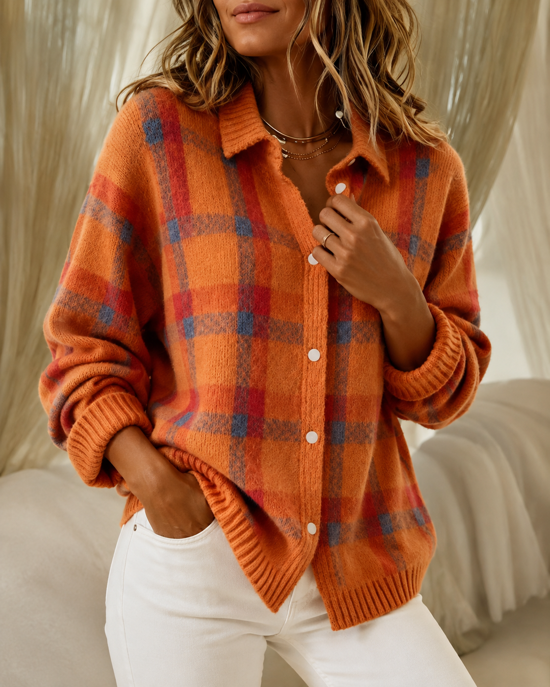 Tesa™ | Plaid Knit Cardigan