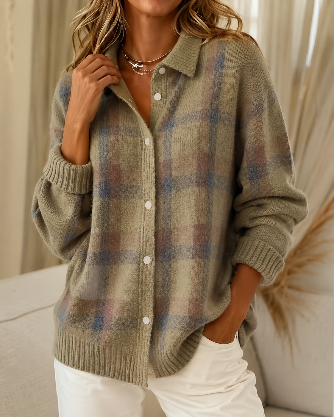 Tesa™ | Plaid Knit Cardigan