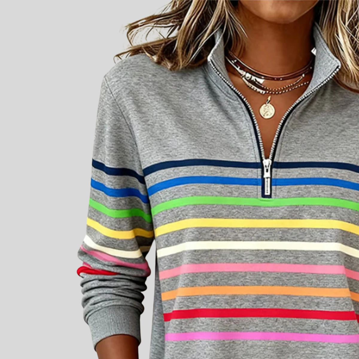 EMMA | Women's Striped Quarter-Zip Sweatshirt