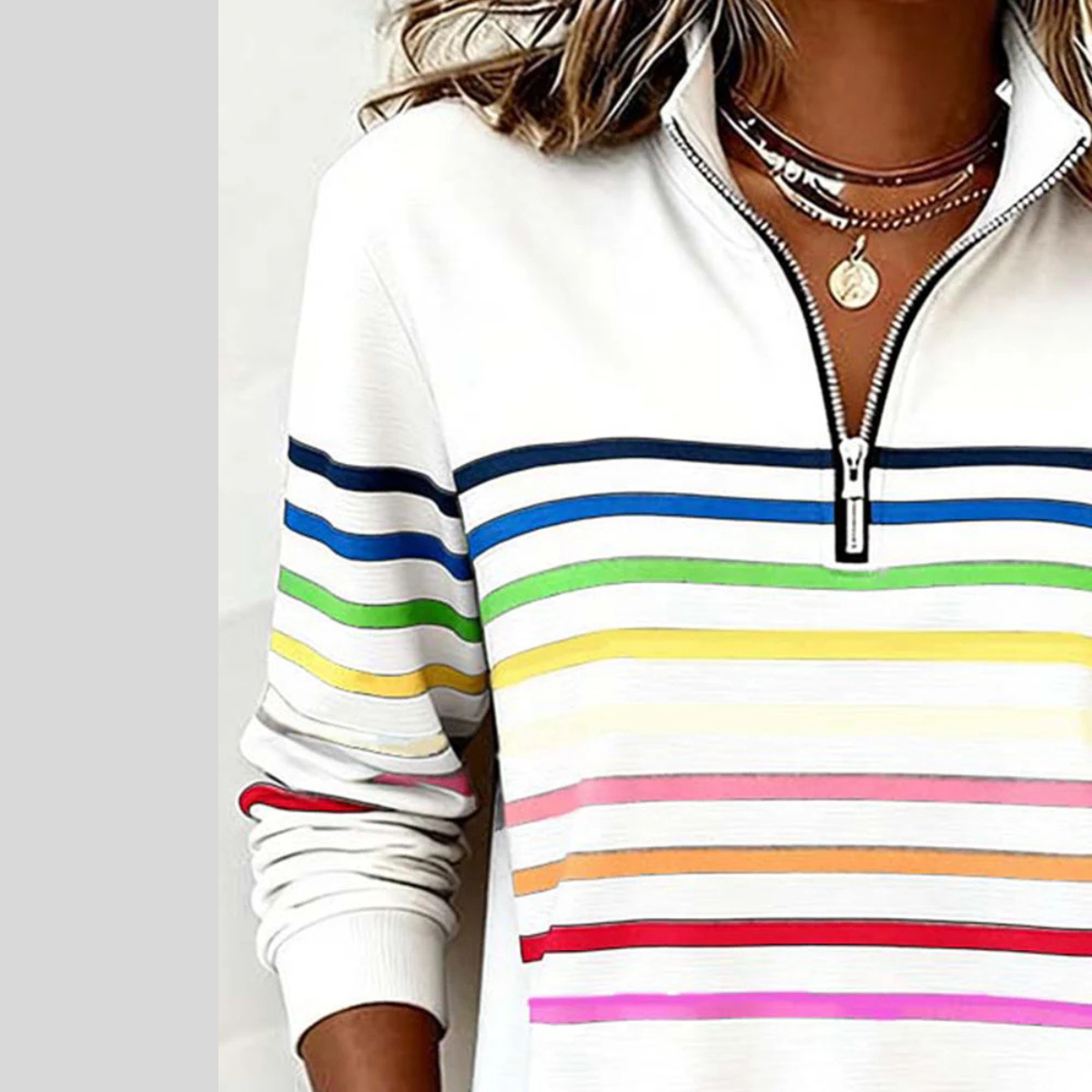 EMMA | Women's Striped Quarter-Zip Sweatshirt