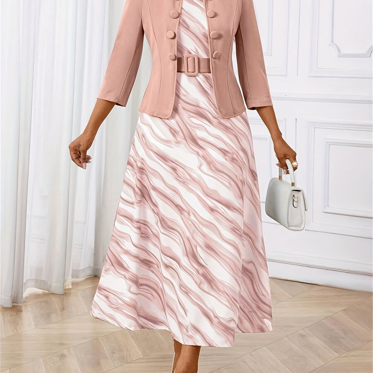 AMELIE LANE | PRINTED BELTED TWO-PIECE SET
