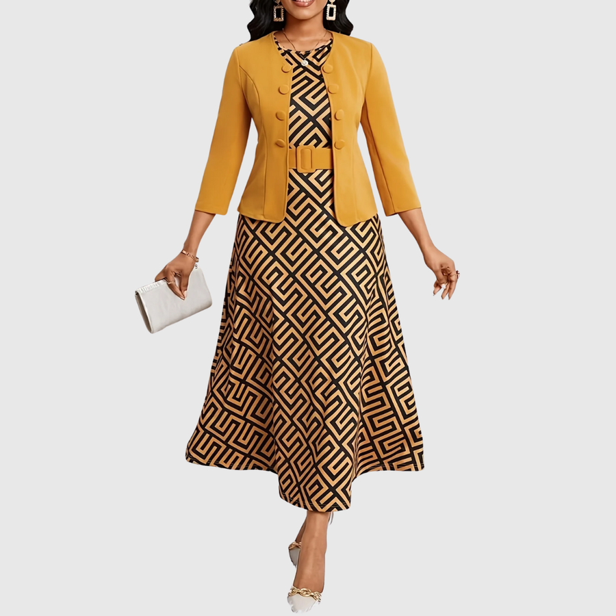 AMELIE LANE | PRINTED BELTED TWO-PIECE SET