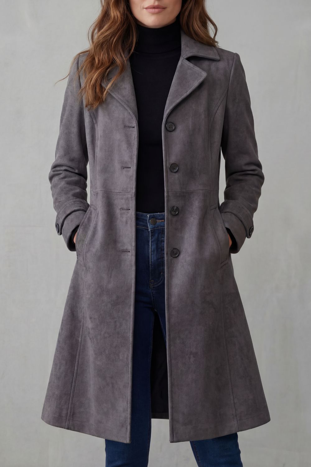 Disa | Vintage Suede-Finish Long Coat