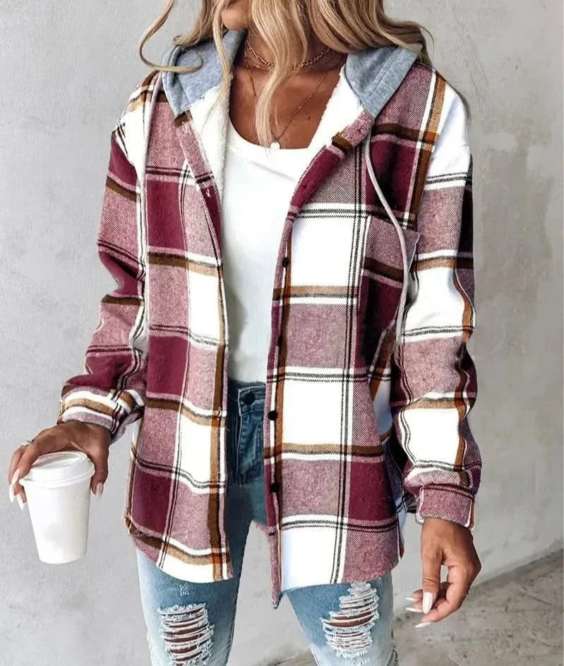 HIGHLAND PLAID HOODED COAT