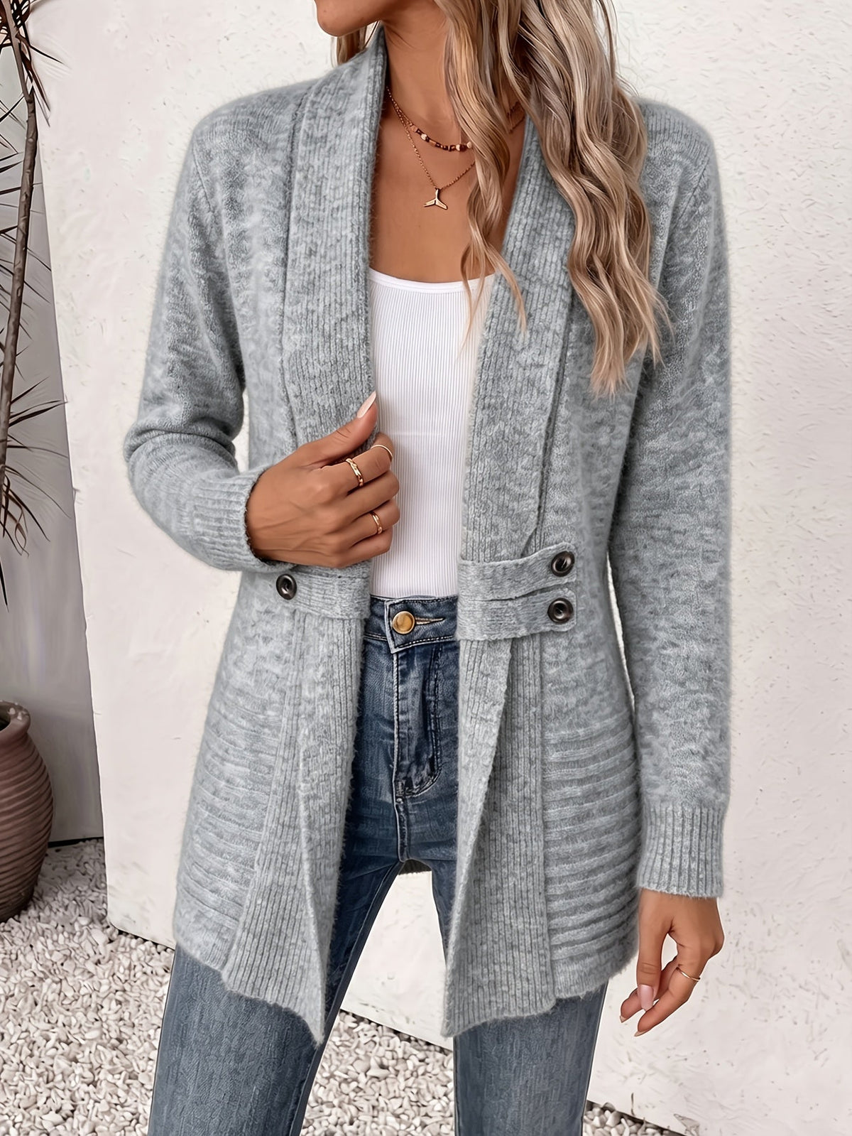 Lisa | Elegant Women's Cardigan - Open Front & Cinched Waist