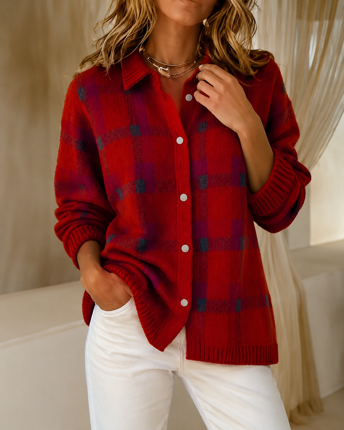 Tesa™ | Plaid Knit Cardigan