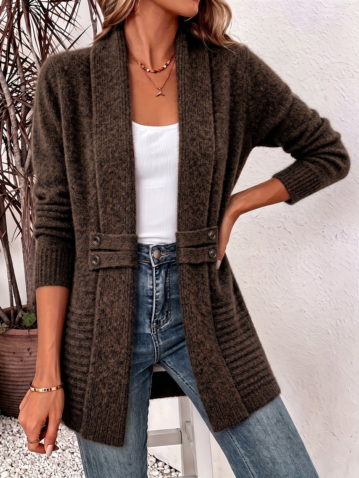 Yara | Elegant Women's Cardigan - Open Front & Cinched Waist