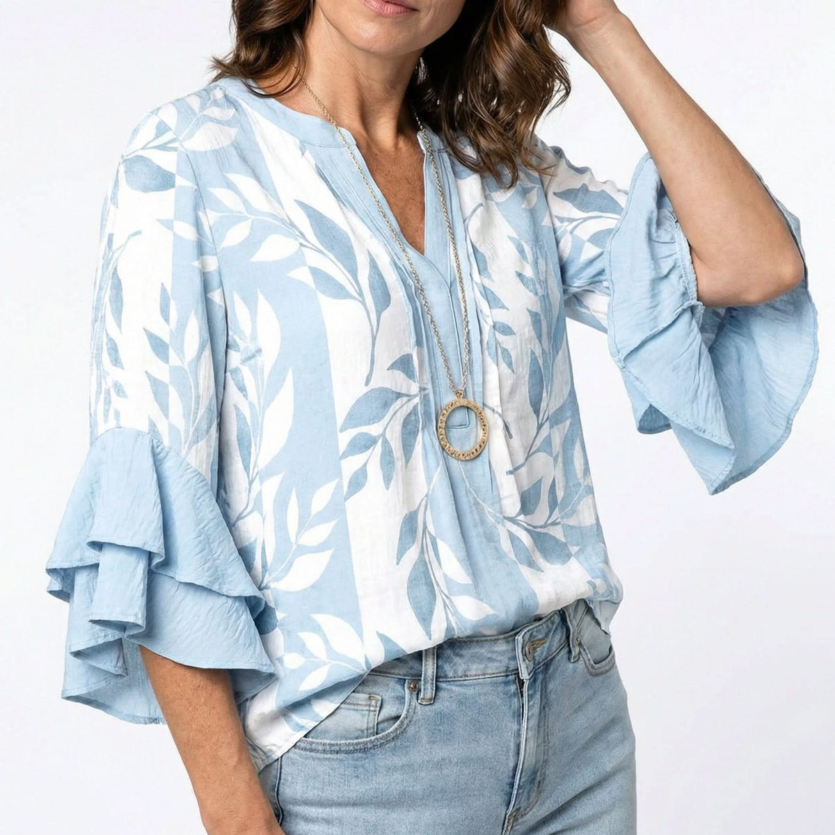 ELENORA WHISPER RUFFLE BLOUSE
