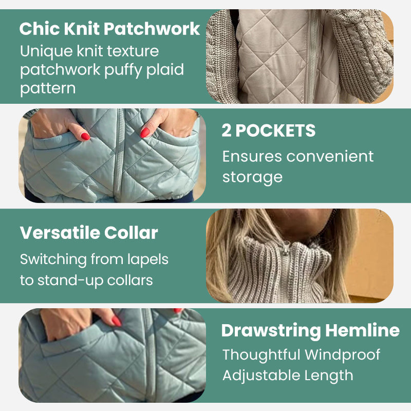 Women's Knit Patchwork Puffy Jacket
