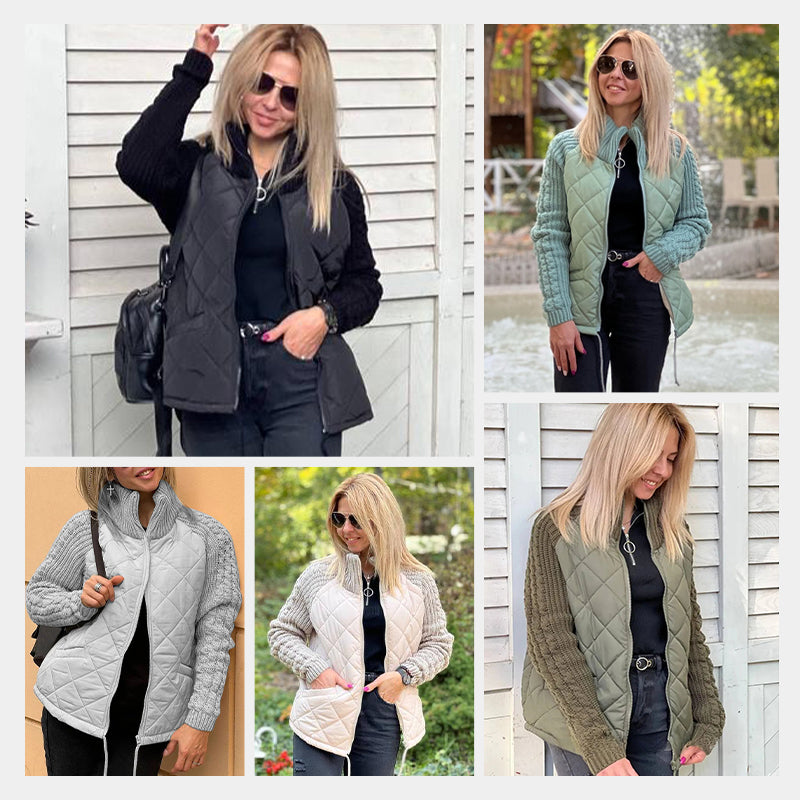 Women's Knit Patchwork Puffy Jacket