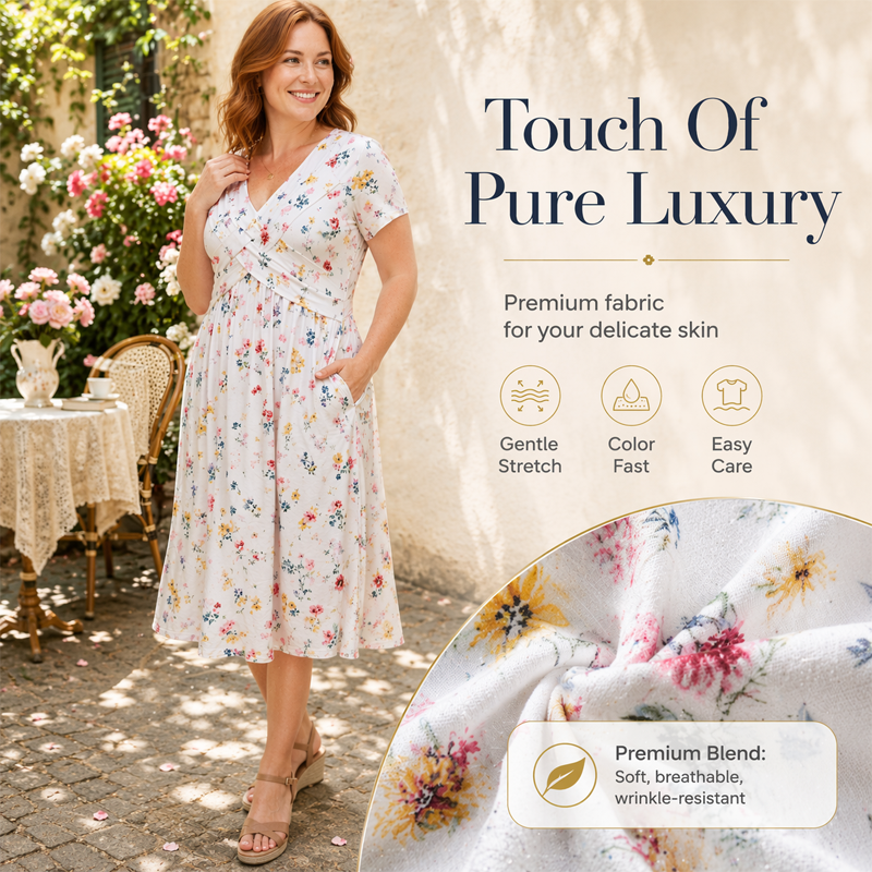 Rosie | Floral V-Neck Dress with Twist Waist Detail