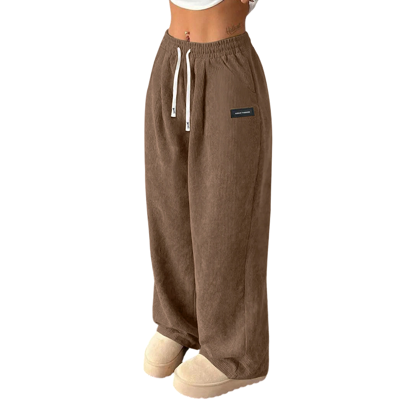 Lizzy Wide-Leg Corduroy Drawstring Trousers
