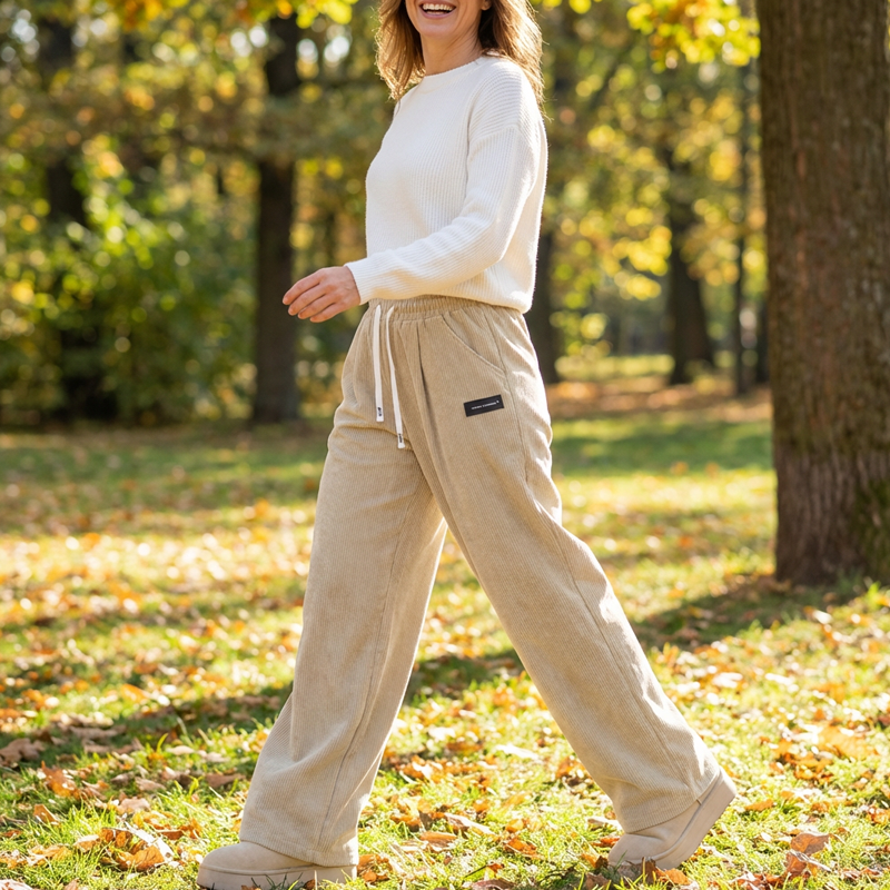 Kelsy | Wide-Leg Corduroy Drawstring Trousers