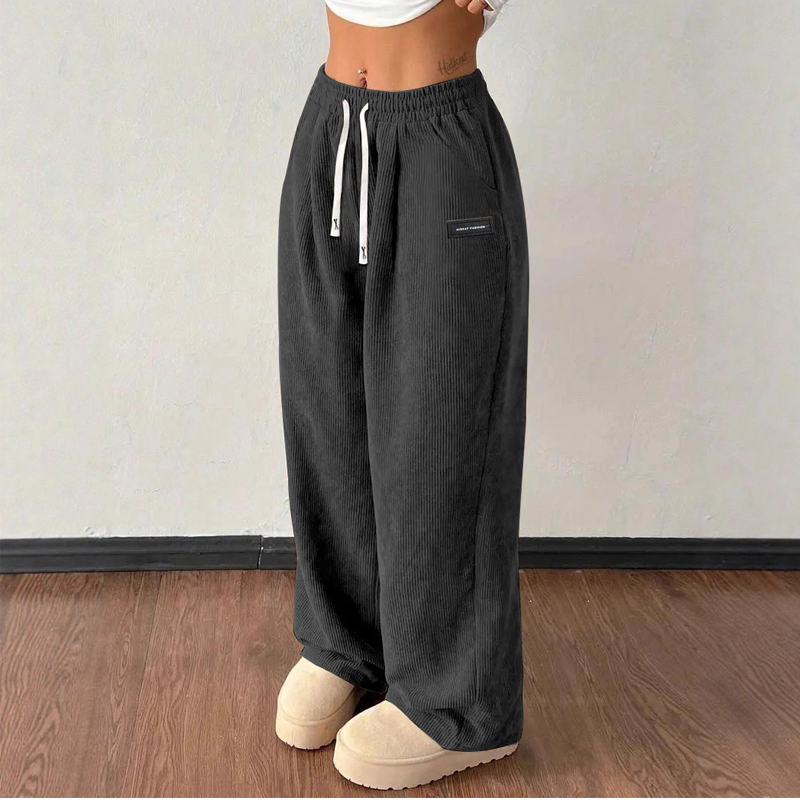 Kelsy | Wide-Leg Corduroy Drawstring Trousers