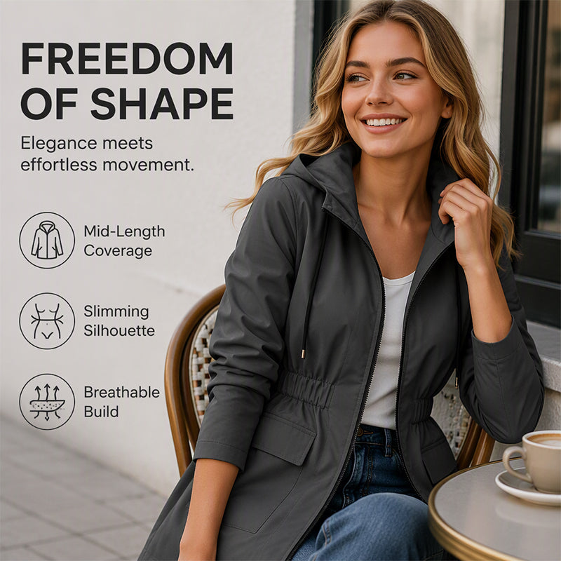 Water-Resistant Hooded Rain Jacket