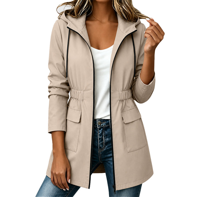 Water-Resistant Hooded Rain Jacket