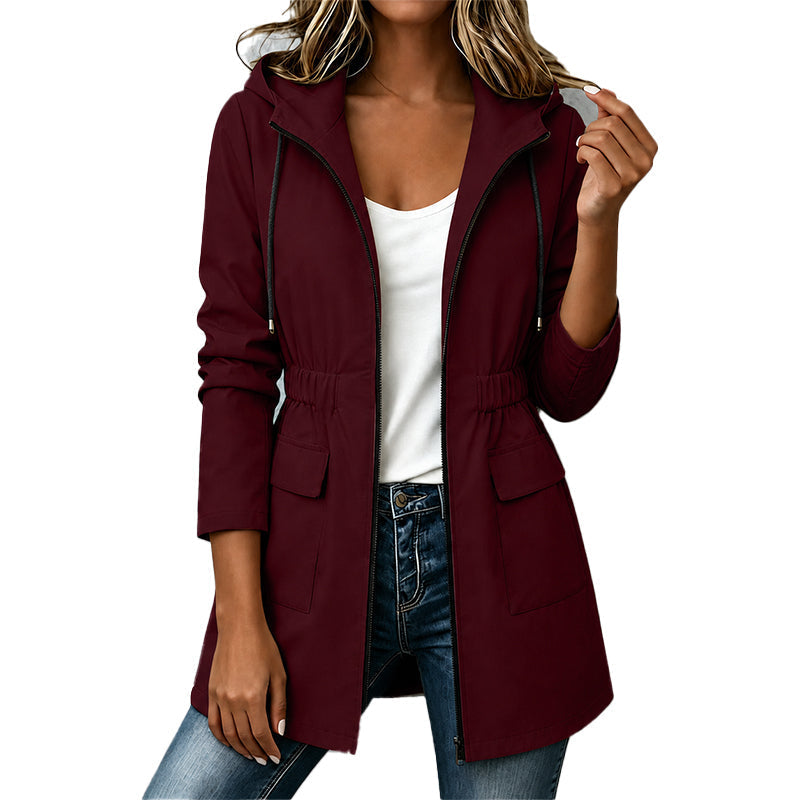 Water-Resistant Hooded Rain Jacket